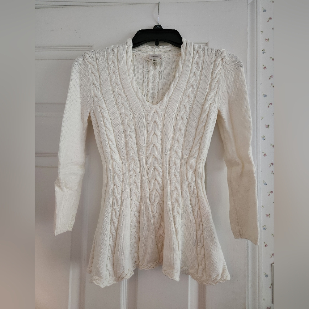 Cable Knit Peplum Sweater XS